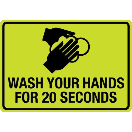 Lyle Stop The Germs Wash Hands Here, 10 in x 7 in, HiVis Reflective Aluminum, LCUV-0144ST-RA_10x7 LCUV-0145ST-RA_10x7